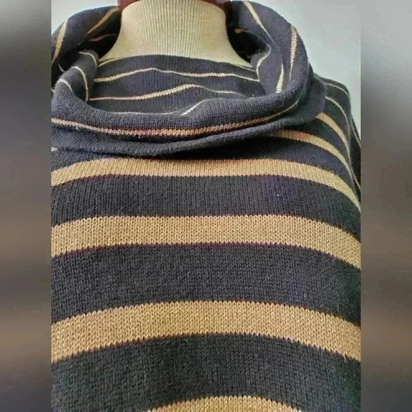 Jones New York black and  gold striped cowl neck sweater. Size large - Picture 3 of 9